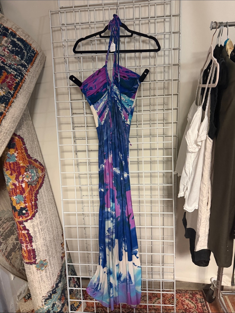 Cynthia Rowley Halter Tie-Dye Maxi Dress in Blue & Purple Size XS